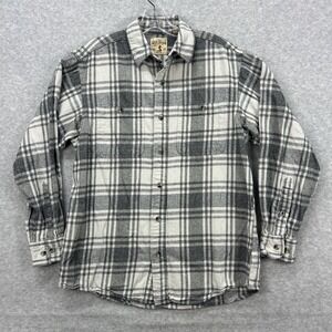 Red Head Shirt Mens Medium Gray Plaid Flannel Cabincore Lumberjack Campcore Work